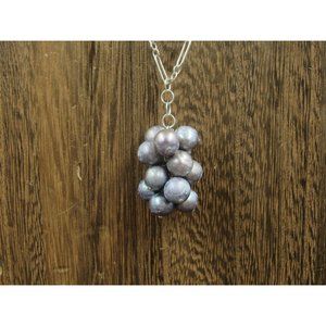 18" Sterling Silver Large Cluster Of Genuine Pearls Necklace Vintage Minimalist
